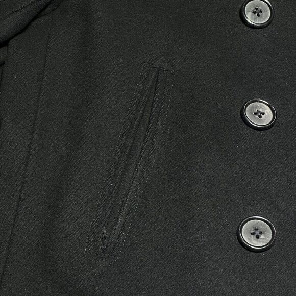 J‎ Crew Double Breasted Wool Blend Insulated Black Coat Women's Size Medium - Picture 2 of 16